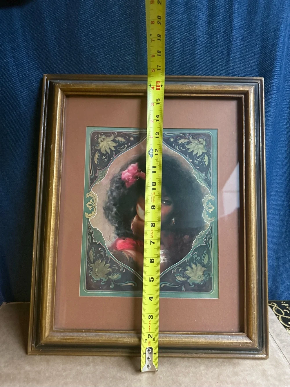 Vintage 1975 Black Is Beautiful Afro Woman Portrait Framed Art Print Art Nouveau